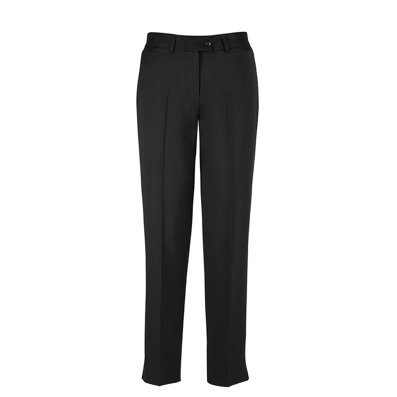 Load image into Gallery viewer, Biz Womens Cool Stretch Slim Leg Pant featuring a sleek taper to the ankle with a side split. Designed with functional front horizontal pockets and a rear pocket, ideal for active workplace environments.
