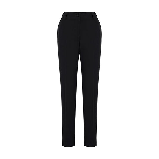 Biz Siena Women's Bandless Elastic Waist Pant with a flat, smooth elastic waistband for comfort. Features functional pockets, durable bar tacks, and seven belt loops, ideal for corporate or functional roles.