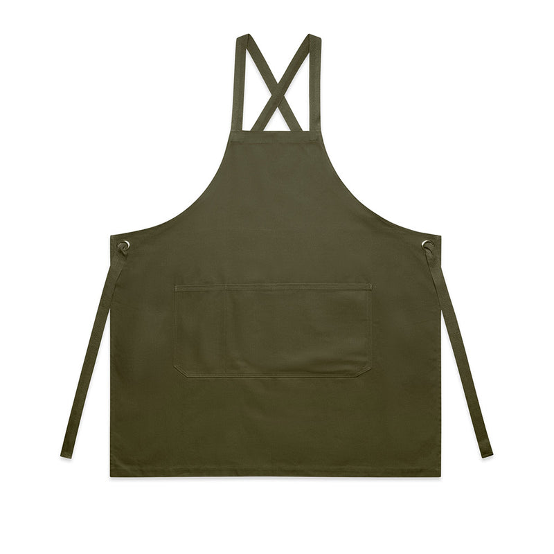 Load image into Gallery viewer, AS Colour 1082 Carrie Apron features a heavy-weight, 320 GSM cotton canvas with a herringbone crossover shoulder strap, metal eyelets, and a spacious front patch pocket, ideal for safety-conscious work environments.