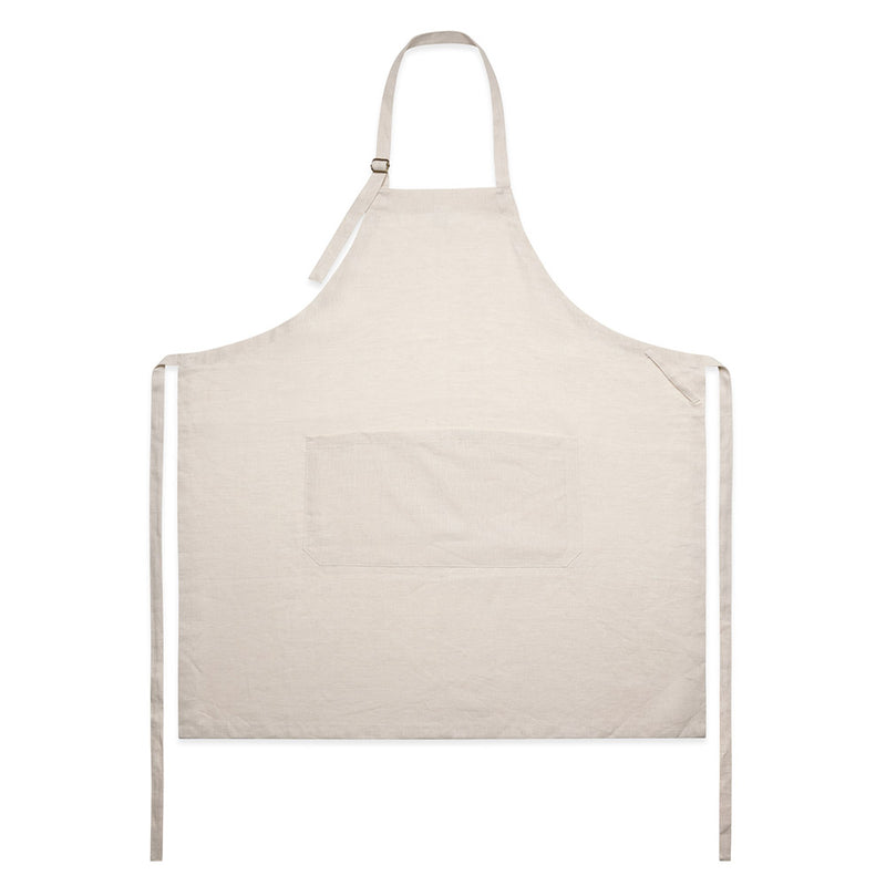 Load image into Gallery viewer, AS Colour 1086 Linen Apron featuring a mid-weight 215 GSM linen, adjustable shoulder strap with YKK metal adjuster, front patch pocket, self-fabric waist and neck ties, and top stitch detailing.