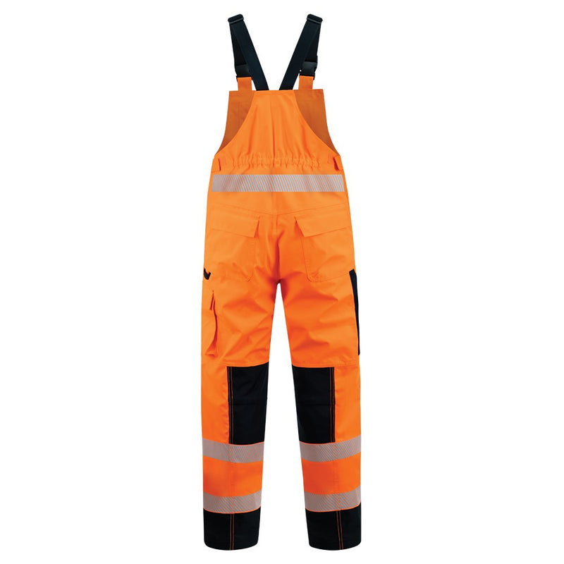 Load image into Gallery viewer, Bison Extreme Bib Overtrouser, Orange/Black, designed for durability with waterproof zips, adjustable straps, and seam-sealed construction, ideal for work environments needing robust rain protection. Perfect for Active Safety's workwear collection.