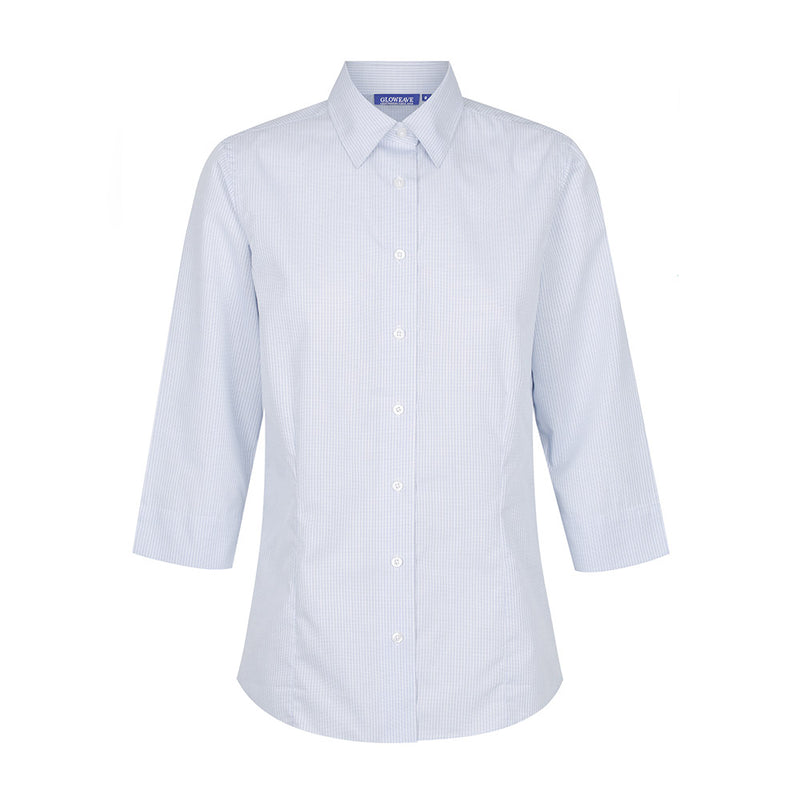 Load image into Gallery viewer, Guildford Women’s Square Textured 3/4 Shirt featuring a contemporary fit and classic collar, showcases a double fold front and split cuff detail, ideal for professional workwear from Active Safety.