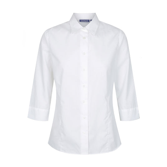 Guildford Women’s Square Textured 3/4 Shirt features a classic collar, three-quarter sleeves, and split cuff detail, ideal for professional settings, aligning with Active Safety's commitment to quality workwear and uniforms.
