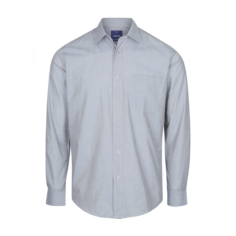 Load image into Gallery viewer, Smith End on End Long Sleeve Shirt features a contemporary fit, classic collar, placket front, convertible cuffs, and a left chest pocket, perfect for professional and safety-focused environments.