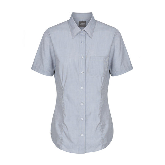 Smith End on End Short Sleeve Shirt featuring a slim fit, classic collar, front and back darts, contrast details, and a left chest pocket, ideal for professional and active work environments.