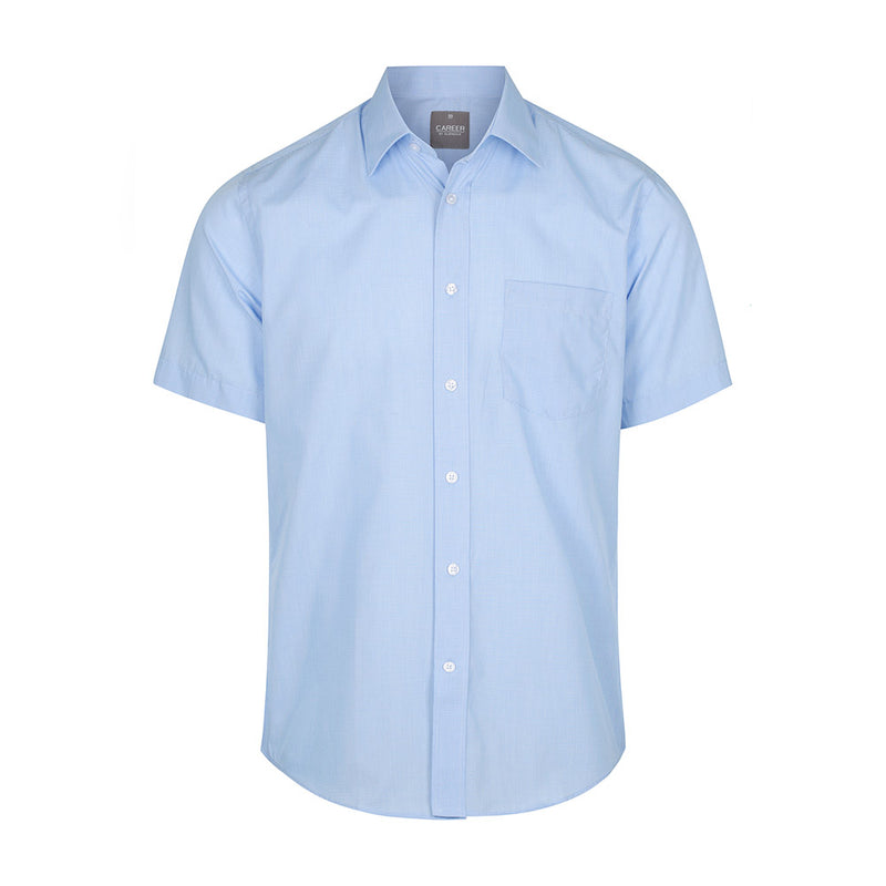 Load image into Gallery viewer, Windsor Puppy Tooth Short Sleeve Shirt with classic collar, placket front, and left chest pocket. Ideal for workplace uniforms, reflecting Active Safety's commitment to quality workwear essentials.