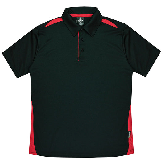Paterson Mens Short Sleeve Polo featuring a classic self-fabric collar, 3-button placket, and contrast panels, ideal for active wear. Crafted from moisture-wicking, easy-care cotton-polyester blend, perfect for professional or casual settings.