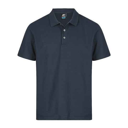 Hunter Mens Short Sleeve Polo featuring a durable, snag-resistant pique knit blend of polyester and cotton, designed for moisture removal and easy care. Includes a loose pocket for added practicality.