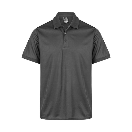 Lachlan Mens Short Sleeve Polo, featuring a knitted collar and cuff, crafted from 100% Driwear Polyester with honeycomb knit for easy care. Includes a loose pocket, ideal for workplace uniforms.