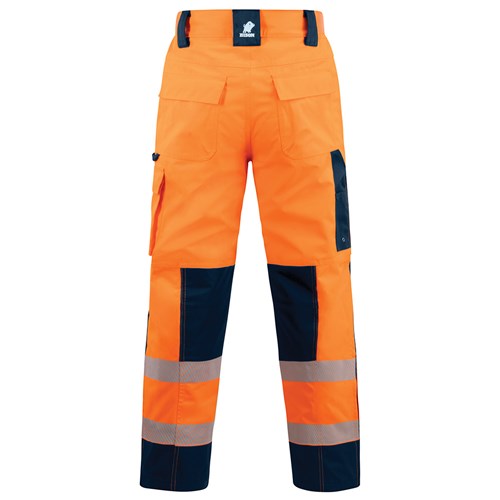 Load image into Gallery viewer, Bison Extreme Rain Trouser, Orange/Navy, featuring waterproof zips, cargo pockets, and reflective tape, designed for durability and weather protection in demanding work environments, available at Active Safety.