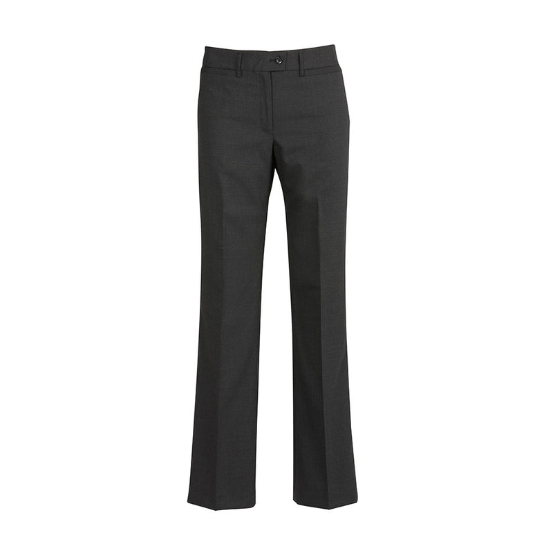 Load image into Gallery viewer, Biz Womens Comfort Wool Stretch Relaxed Pant, featuring a mid-rise waist, straight leg, and front horizontal pockets. Made from a premium wool blend, ideal for workplace comfort and durability.