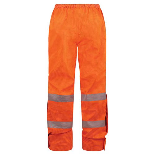 Arcguard FR 29cal Inheratex Rain Trouser featuring reflective stripes, elasticated waist with drawstring, and zipped gusset, designed with waterproof and breathable fabric for optimal safety and comfort.