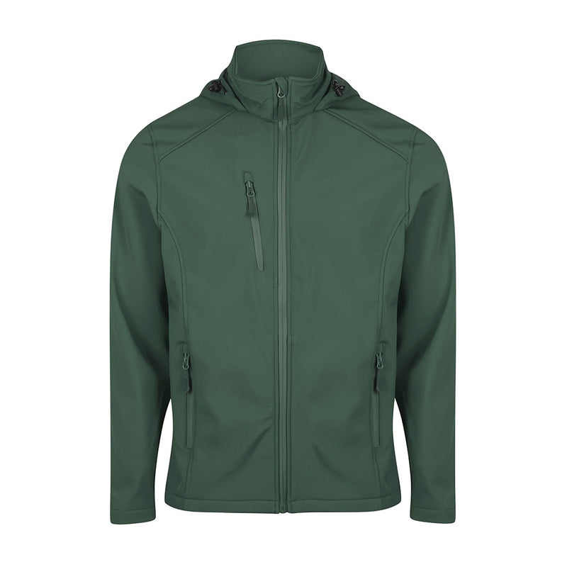 Load image into Gallery viewer, Olympus Mens Soft Shell Jacket featuring zippers, a concealed hood, and multiple zip pockets, designed for water and wind resistance, suitable for safety and work environments from Active Safety.