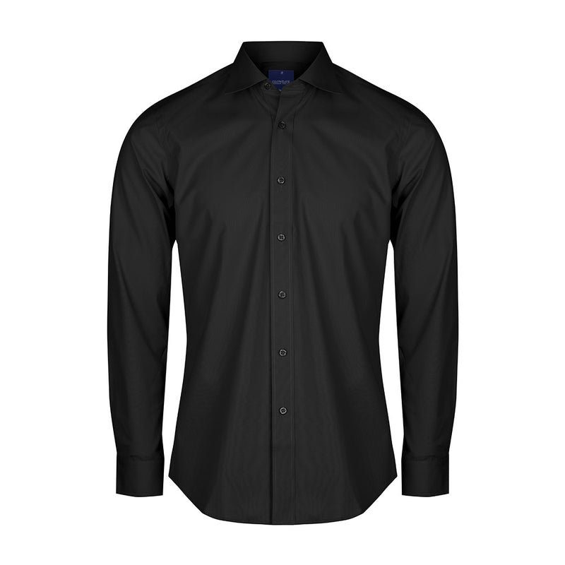 Load image into Gallery viewer, Nicholson Premium Poplin Long Sleeve Shirt featuring a classic collar, slim fit, placket front, and convertible cuffs, ideal for professional settings or uniform use in safety-conscious workplaces.