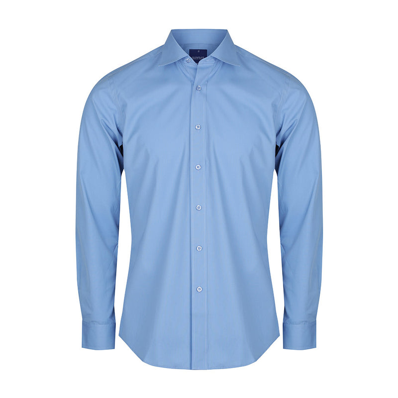 Load image into Gallery viewer, Nicholson Premium Poplin Long Sleeve Shirt features a slim fit with a classic collar, placket front, and convertible cuffs, ideal for professional or casual settings.