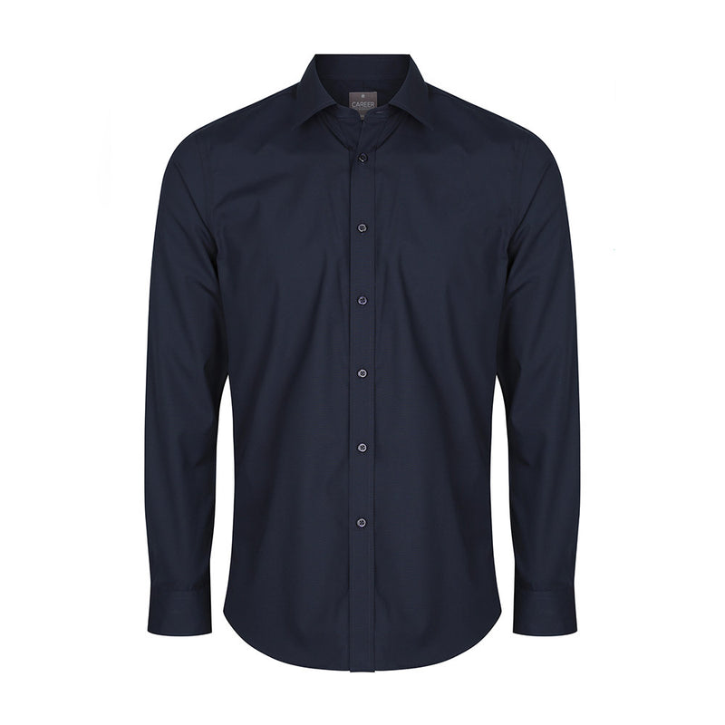 Load image into Gallery viewer, Nicholson Premium Poplin Long Sleeve Shirt with a slim fit, classic collar, and placket front. Features convertible cuffs and button detail, ideal for an active safety-focused wardrobe.
