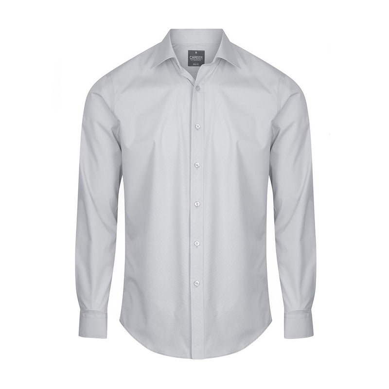 Load image into Gallery viewer, Nicholson Premium Poplin Long Sleeve Shirt featuring a slim fit, placket front, classic collar, and convertible cuff, ideal for professional settings where safety and style are paramount.