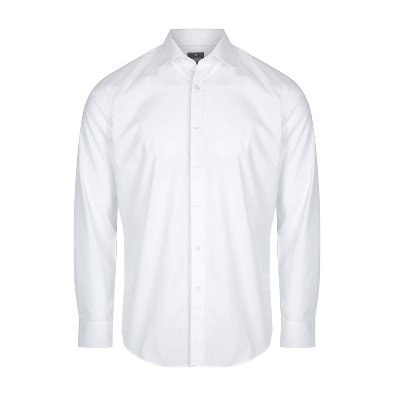 Load image into Gallery viewer, Nicholson Premium Poplin Long Sleeve Shirt featuring a slim fit, placket front, classic collar, and convertible cuff, ideal for workplace uniforms from Active Safety.