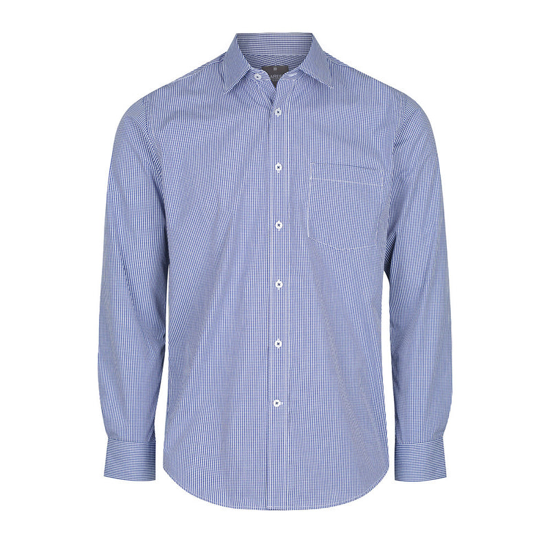 Load image into Gallery viewer, Westgarth Gingham Long Sleeve Shirt features a classic collar, placket front, left chest pocket, and convertible cuffs, embodying a contemporary fit suitable for professional and workplace environments.