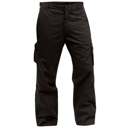 Bison Polycotton Drivers Pant featuring multiple pockets, including hanging side entry and cargo with Velcro flaps, designed for durability with twin stitched seams and a modern plain front.