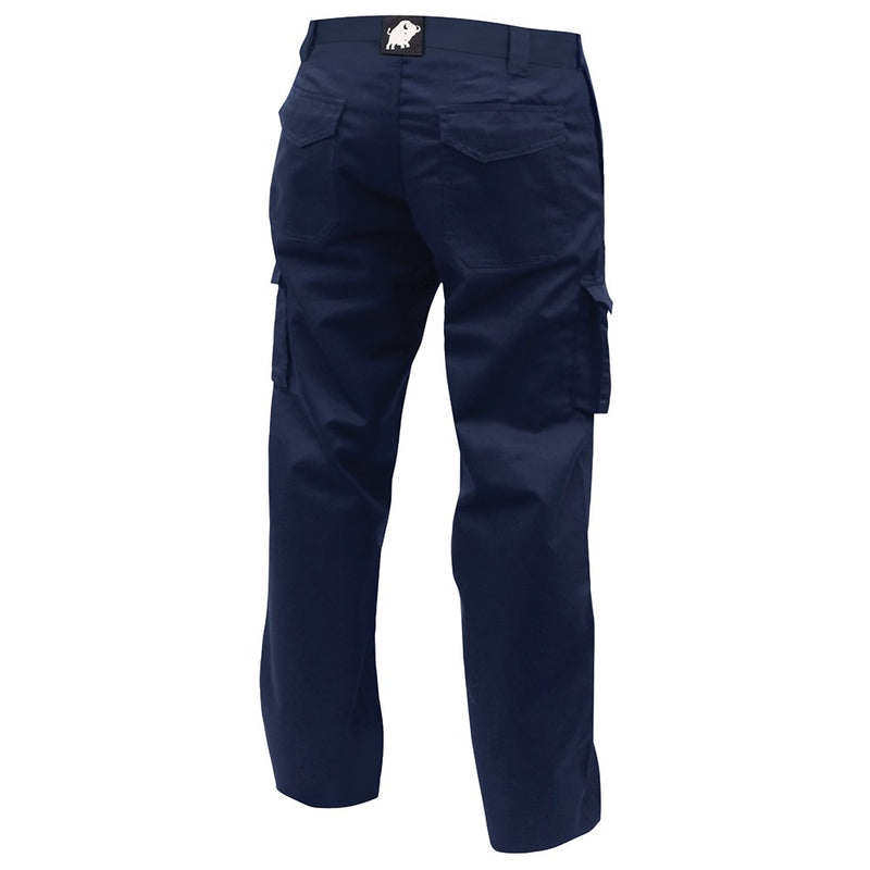 Load image into Gallery viewer, Bison Polycotton Drivers Pant featuring robust twin-stitched seams, multiple secure pockets, and a modern plain front design, perfect for workplace safety and utility.