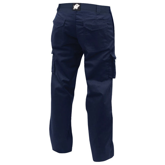 Bison Polycotton Drivers Pant featuring robust twin-stitched seams, multiple secure pockets, and a modern plain front design, perfect for workplace safety and utility.