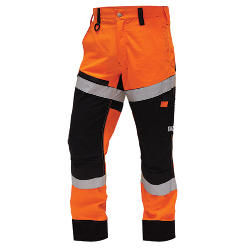 Load image into Gallery viewer, Bison Titan Hi Vis Ripstop Trouser with industrial wash retro-reflective tape, heavy-duty zips, and multiple pockets for tools, designed for enhanced durability and functionality in workplace environments.