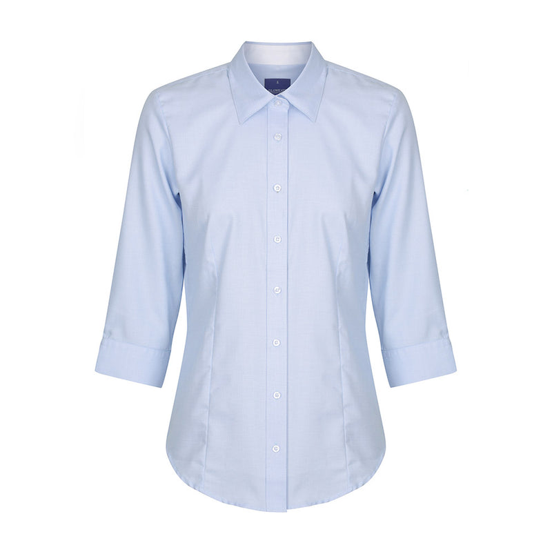 Load image into Gallery viewer, Landsdowne Micro Step 3/4 Sleeve Shirt showcasing a placket front with white contrast detail, classic collar, and split cuff. Ideal for workplace settings, reflecting Active Safety's focus on professional attire.