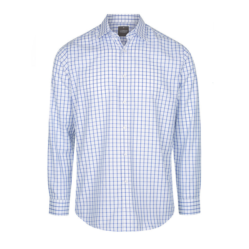 Load image into Gallery viewer, Oxford Check Long Sleeve Shirt featuring a contemporary fit, placket front, spread collar, and convertible cuffs. Ideal for professional settings, this shirt aligns with Active Safety's workwear collection.
