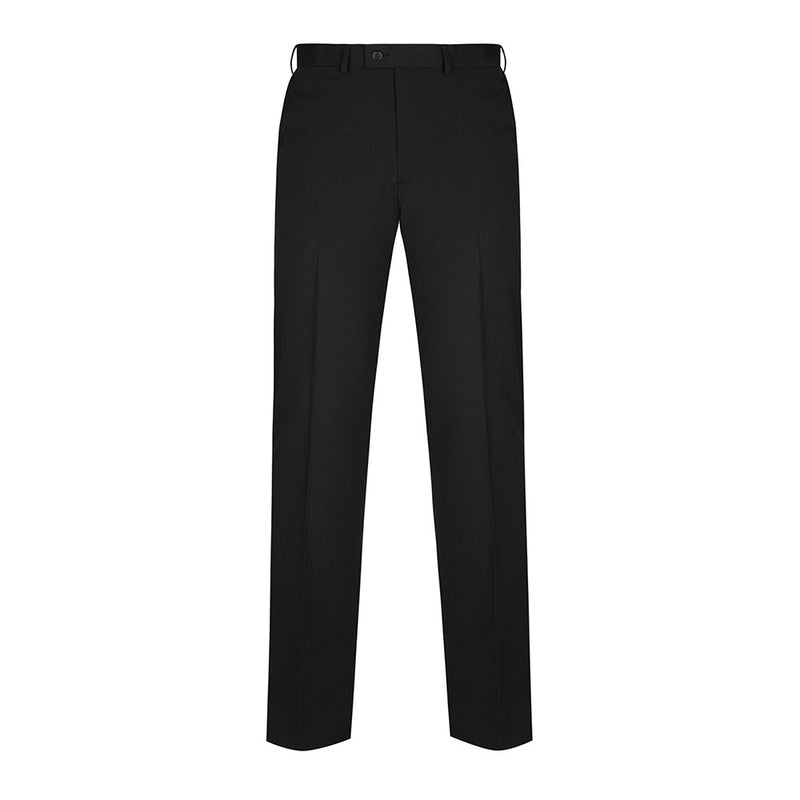 Load image into Gallery viewer, Elliot Mens Flat Front Trouser featuring a concealed comfort waist, angled side pockets, jet back pockets, a coin fob pocket, and a key chain belt loop, ideal for professional workwear.