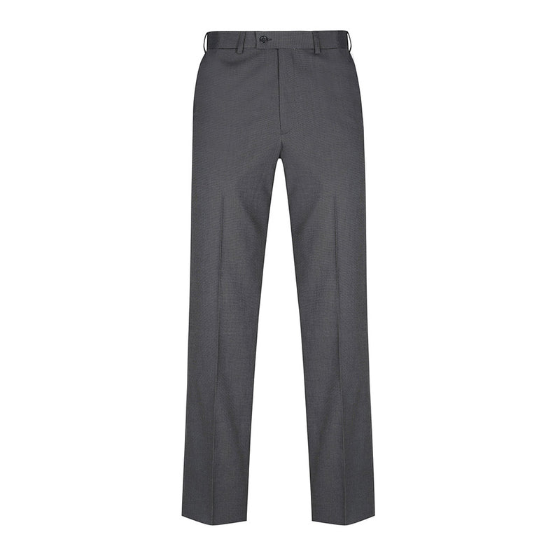 Load image into Gallery viewer, Elliot Mens Flat Front Trouser featuring a concealed comfort waist, angled side pockets, jet back pockets, coin fob pocket, and key chain belt loop, ideal for workplace safety and comfort.