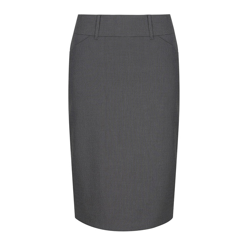 Load image into Gallery viewer, Elliot Womens Pencil Skirt featuring a slim fit, curved waistband, scooped side pockets, and a tapered hem, ideal for professional attire in safety-conscious work environments.