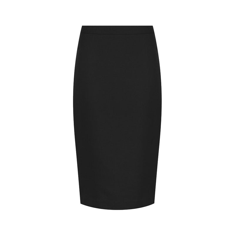 Load image into Gallery viewer, Elliot Women’s Longline Pencil Skirt features a curved waistband, side zip, and a centre back split at hem, crafted for professional settings and workplace elegance, aligning with Active Safety's commitment to quality workwear.