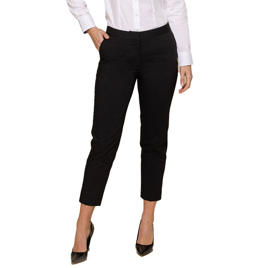 Elliot Women’s Washable 7/8 Pant featuring a 7/8th length with side hem split detail, front angled pockets, and a mock back welt pocket, ideal for a stylish yet practical workwear look.