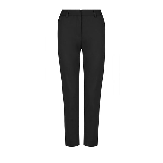 Coco Womens 7/8th Slim Tailored Pants featuring a premium double cloth, split side hem, front angled pockets, mock back welt pockets, and belt loops, ideal for a polished, professional look.