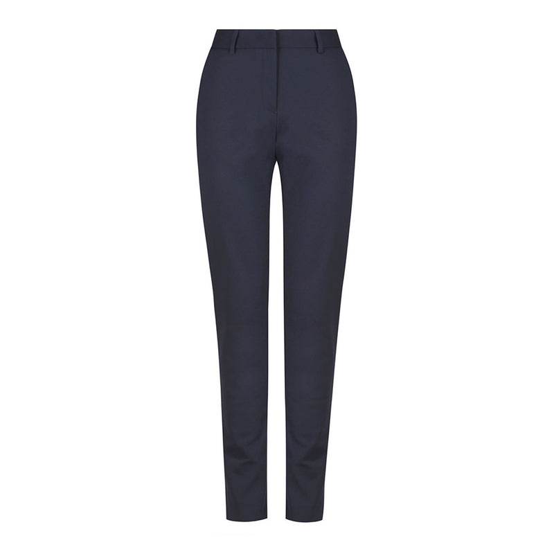 Load image into Gallery viewer, Georgia Women's Full Length Slim Pant with premium double cloth fabric, featuring front angled pockets, mock back welt pockets, and belt loops. Ideal for a professional and sleek workwear appearance.