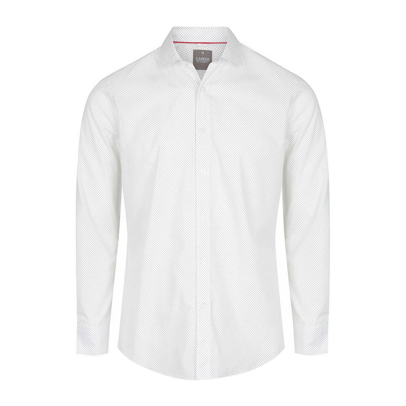 Load image into Gallery viewer, Soho Dot Print Long Sleeve Shirt featuring a slim fit design, classic collar, placket front, and convertible cuffs, suitable for casual or work settings. Perfect for enhancing professional and safety attire.