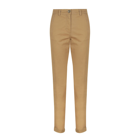 Napier Womens Modern Chino Pant featuring a high-rise waist, tapered leg, and turn-back cuff. Includes angled front pockets and back welt pockets, offering a blend of style and functionality.