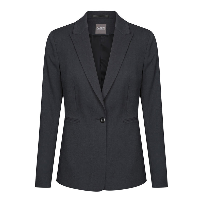 Load image into Gallery viewer, Elliot Womens One Button Jacket featuring a single notch lapel, side jet pockets, and a sleek design suitable for professional settings, highlighting its role in workwear essentials.