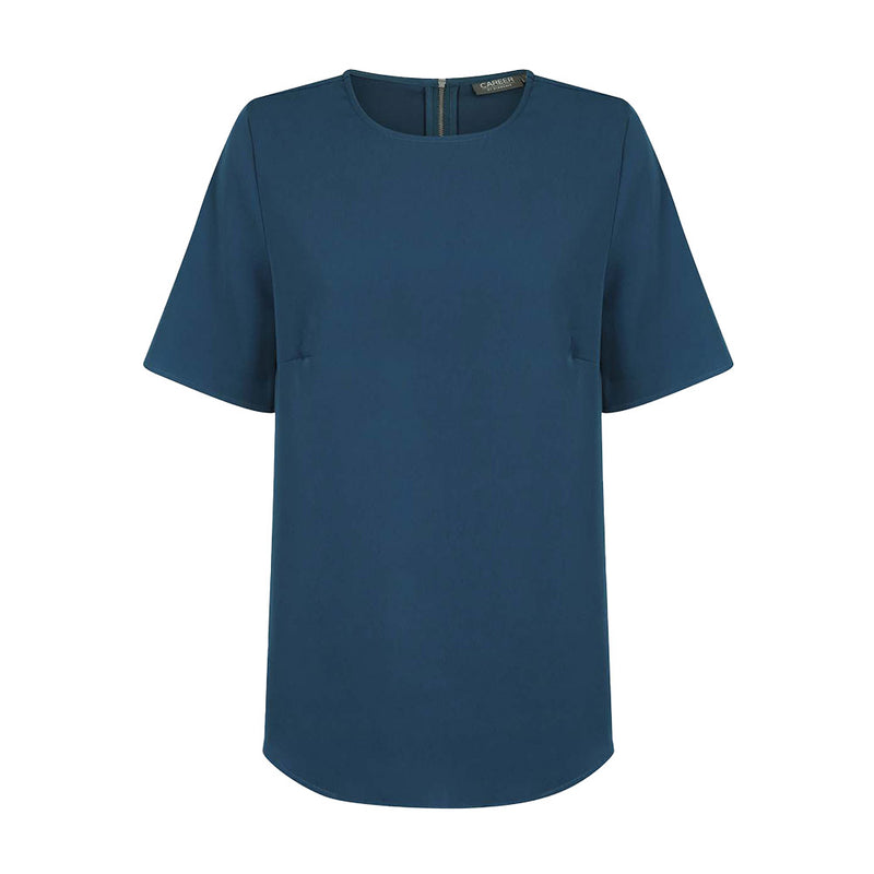 Load image into Gallery viewer, Taylor Short Sleeve Soft Top featuring luxe twill fabric and an exposed zip at the center back, designed for active and casual wear, aligning with Active Safety's commitment to quality workwear and safety products.