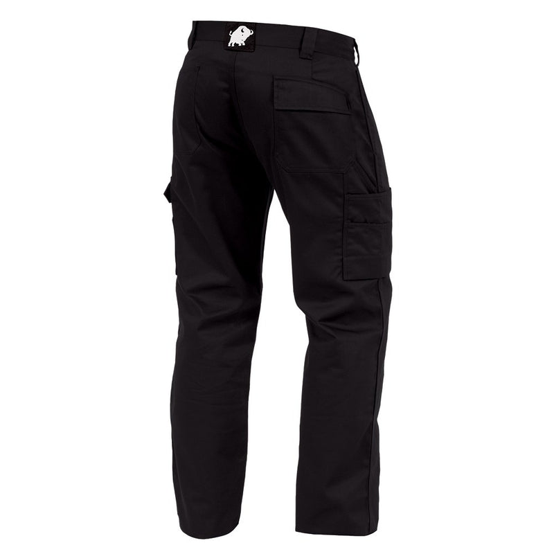 Load image into Gallery viewer, Bison 310gsm Cotton Cargo Trouser features slanted front pockets, wide belt loops, twin back pockets with Velcro flap, cargo pockets on both legs, a ruler pocket, and double-layer knees for pads.