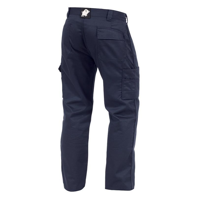 Load image into Gallery viewer, Bison 310gsm Cotton Cargo Trouser featuring slanted front pockets, robust belt loops, twin back pockets, cargo pockets on each leg, a ruler pocket, and double-layer knees with knee pad pockets.