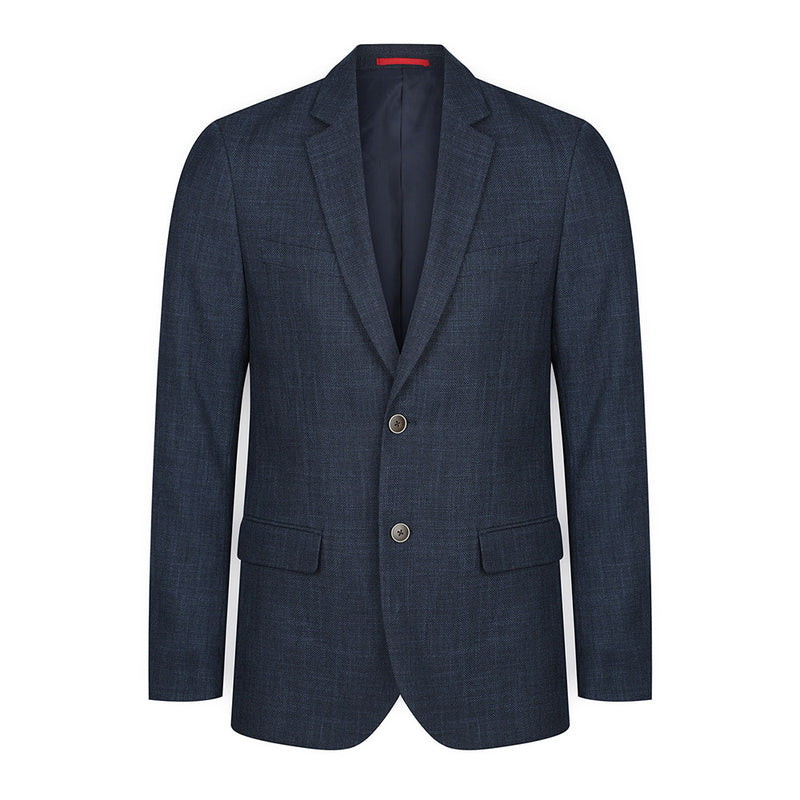 Load image into Gallery viewer, Claremont Mens Textured Jacket displayed on a mannequin, featuring a notch lapel, two buttons, functional flap pockets, and single back vent, suitable for professional or workplace settings.