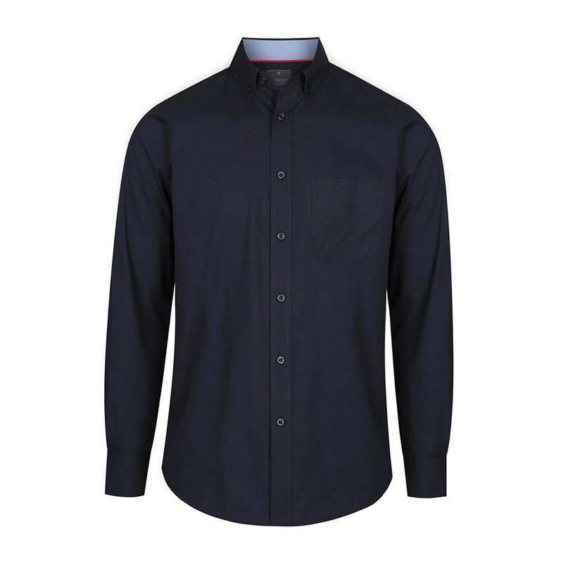 Load image into Gallery viewer, Bradford Fine Oxford Long Sleeve Shirt featuring a button-down collar, convertible cuffs, and a left chest pocket, designed for both style and practicality in workplace environments.