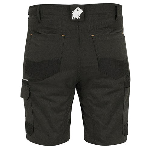 Load image into Gallery viewer, Bison Lightweight Stretch Shorts, Charcoal, featuring a white logo and multiple pockets, designed with heavy-duty reinforcing panels and a durable canvas weave, ideal for active safety and workplace environments.