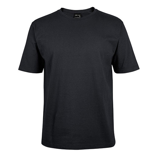 JB's Classic Cotton T-Shirt, featuring a classic fit and elastane rib crew neck, displayed on a white background. The design includes twin needle double stitched seams and complies with UPF protection standards.