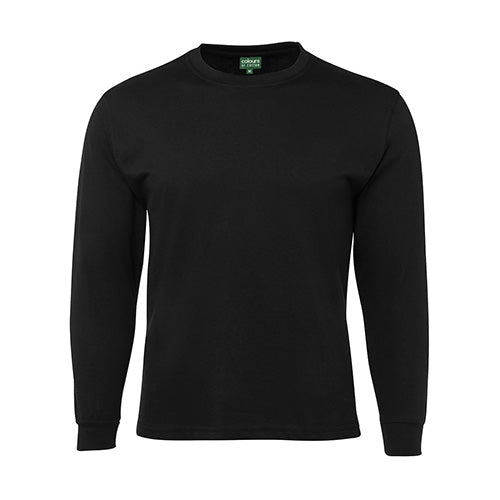 JB's Cotton Long Sleeve T-Shirt features a durable 190gsm jersey knit, ribbed crew neck, and sleeve cuffs. Designed with twin needle stitching, it's ideal for workplace settings, aligning with Active Safety's focus on quality workwear.