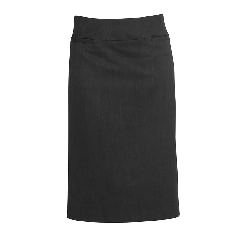 Load image into Gallery viewer, Biz Womens Cool Stretch Relaxed Fit Lined Skirt, a knee-length skirt featuring a back hem split and concealed zip, ideal for professional settings, offering comfort with breathable, anti-bacterial fabric for workplace environments.