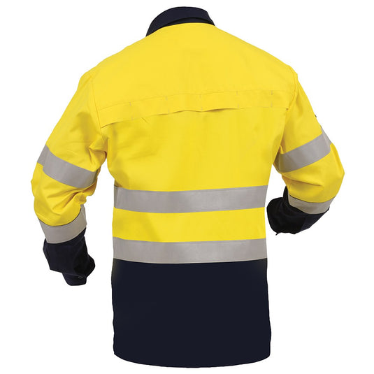 Arcguard Inheratex Day/Night Shirt (FSPVCMW) featuring reflective stripes, flame-retardant fabric, and functional pockets. Ideal for work safety, with vented back and underarms for breathability.
