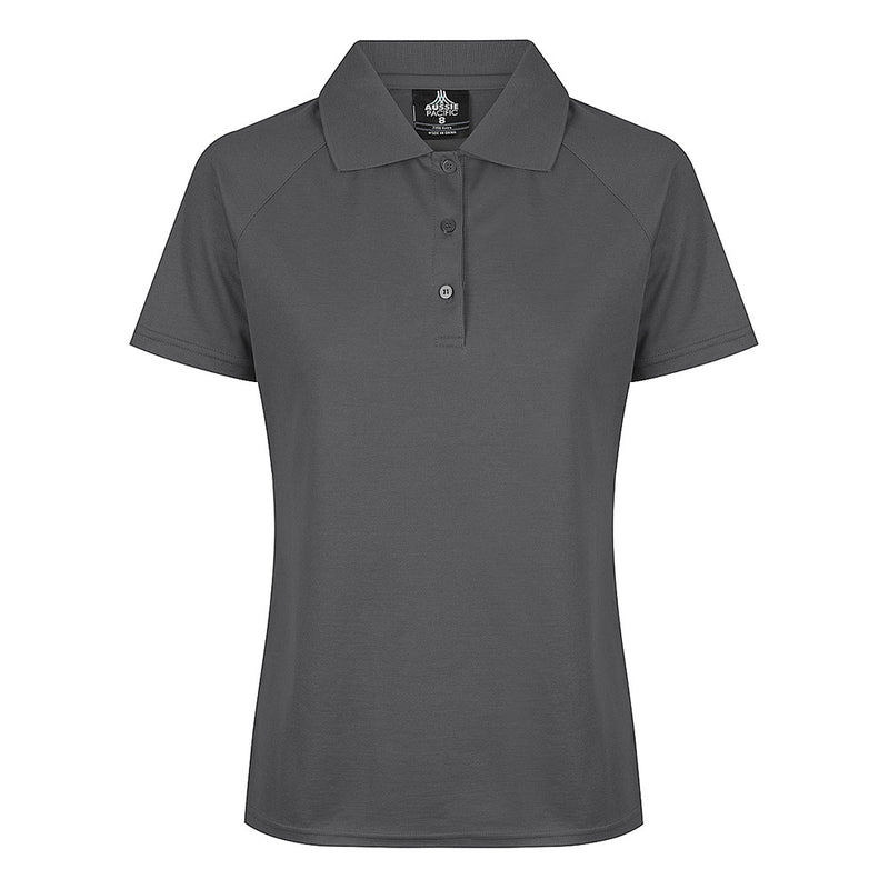 Load image into Gallery viewer, Keira Ladies Short Sleeve Polo featuring a moisture-wicking, easy-care fabric with raglan sleeves, knitted collar, and a 3-button placket, ideal for active and safety-focused work environments.
